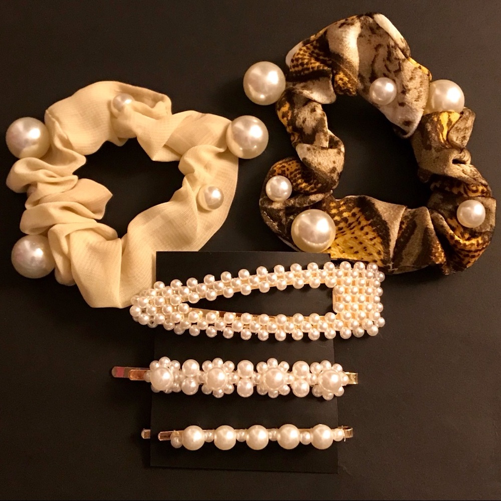 ✨NEW✨Hair Scrunchies Hair Clips Animal Pearl